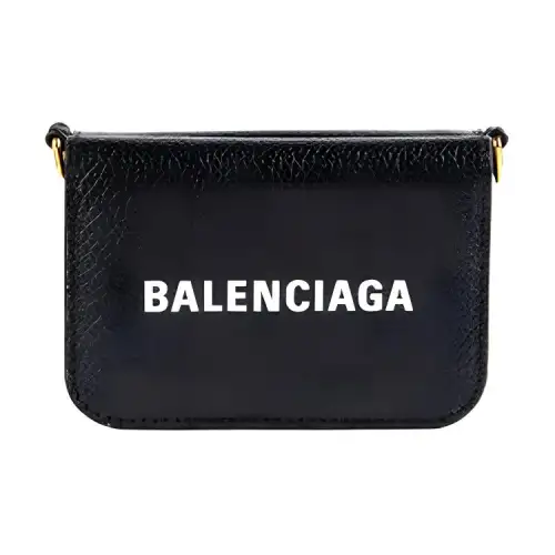 Balenciaga Chain Cow Leather Wallet Mini Unisex Black