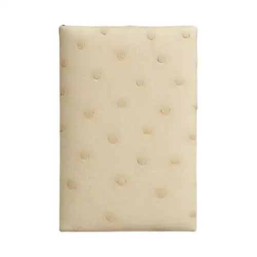 HERMES Calvi Ostrich Leather Card Holder Women's 3C Parchemin Parchment With Wool White
