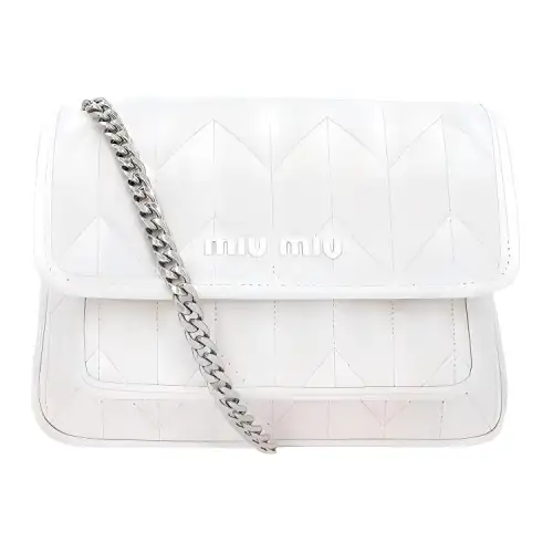 MIU MIU Leather Crossbody Bag, Shoulder Bag Women's White