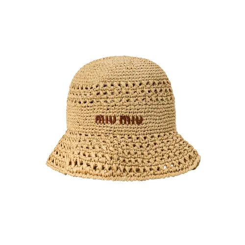 MIU MIU Logo Embroidered Crochet Knitted Bucket Hat