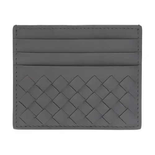 Bottega Veneta Cow Leather Card Holder Mini Unisex Gray