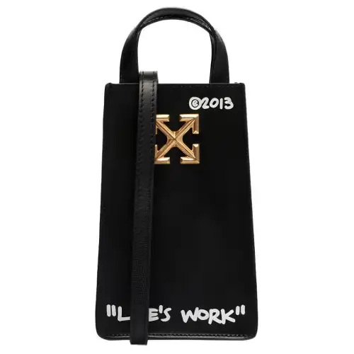 OFF WHITE Leather Shoulder Bag, Crossbody Bag, Handbag Mini Women's Black