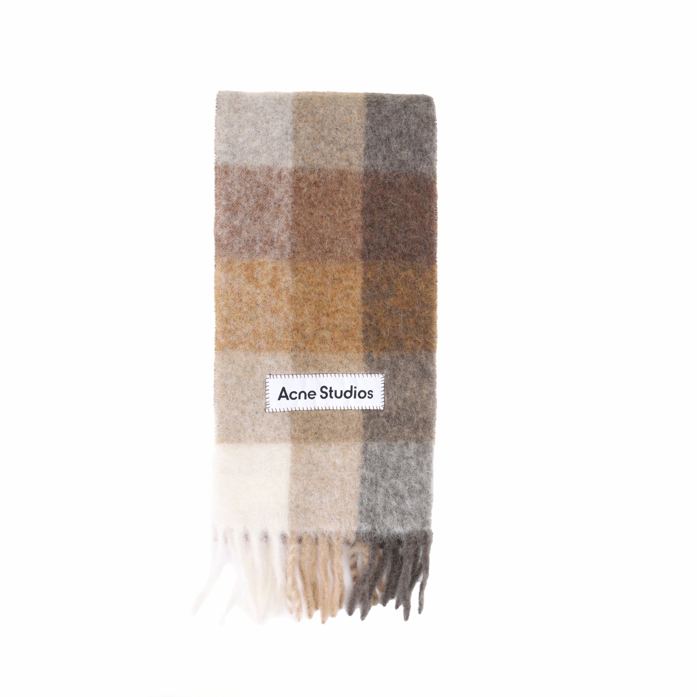 Шарф Acne Studios Checked (бело-бежево-коричневый)