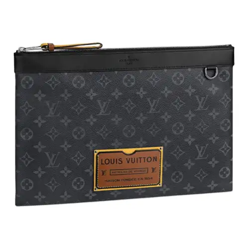 LOUIS VUITTON Discovery Pochette Monogram Eclipse Gaston Label Gm Savane Yellow