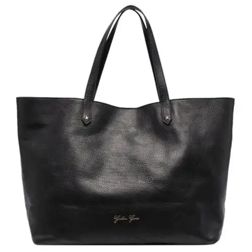 Golden Goose Large Capacity Leather Tote Bag, Shopping Bag, Handbag Regular Women's Black