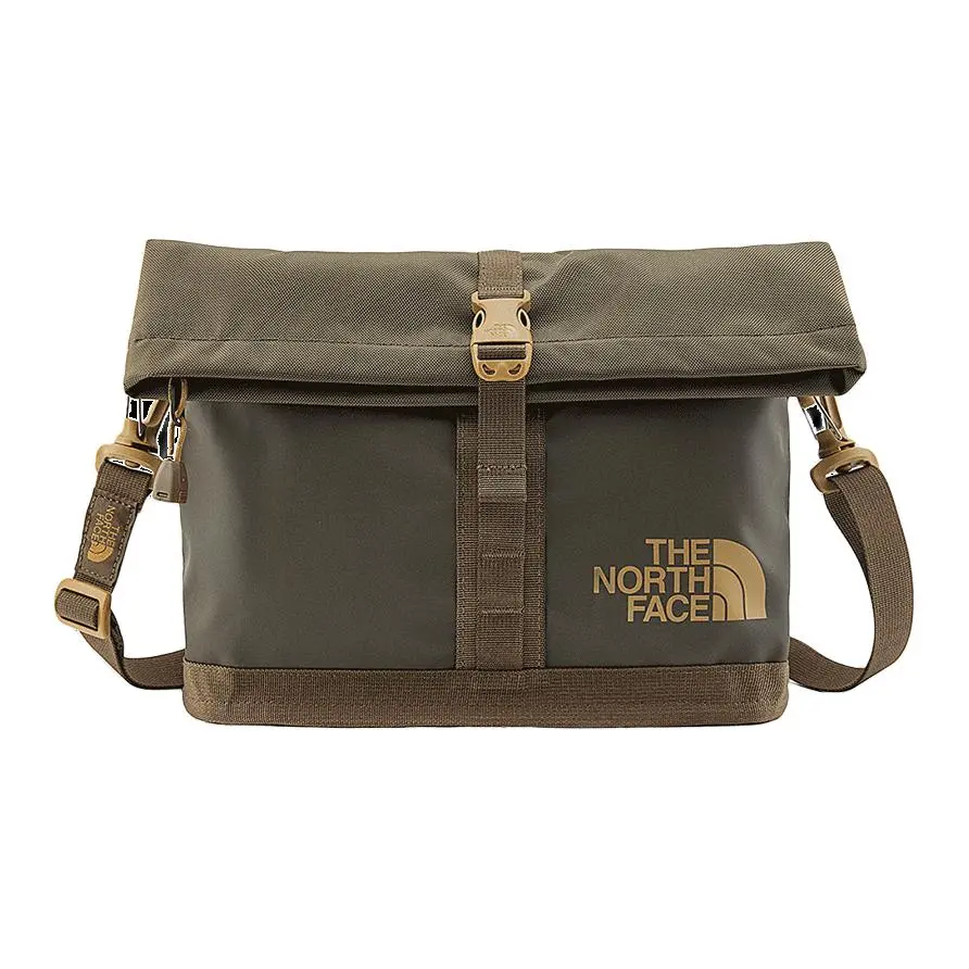 THE NORTH FACE 7.9L One Shoulder Crossbody Outdoor Bag Tear Resistant Material Ebony Green & Smoky Brown Unisex