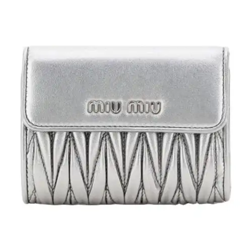 MIU MIU Sheepskin Wallet Women's Silver