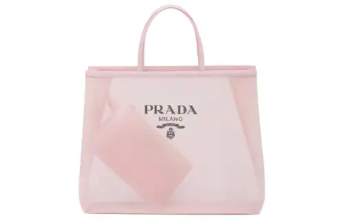 PRADA Fabric With Leather Tote Bag, Shopping Bag, Handbag Women's Pink