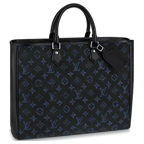 LOUIS VUITTON Cow Leather Handbag Men's Black