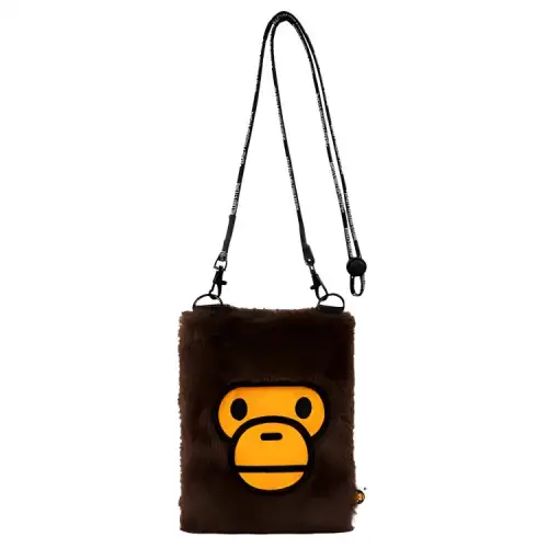 A BATHING APE Polyester Cell Phone Pouch, Shoulder Bag, Crossbody Bag Unisex Brown