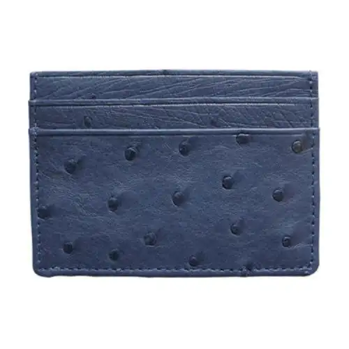 LOUIS VUITTON Ostrich Leather Card Holder Unisex Dark Blue