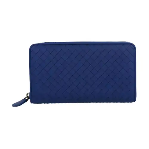 Bottega Veneta Logo Leather Wallet Women's Blue