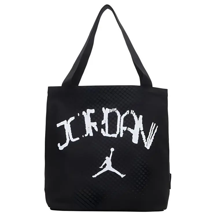 Jordan Cotton Tote Bag, Shopping Bag, Shoulder Bag Medium Unisex Black