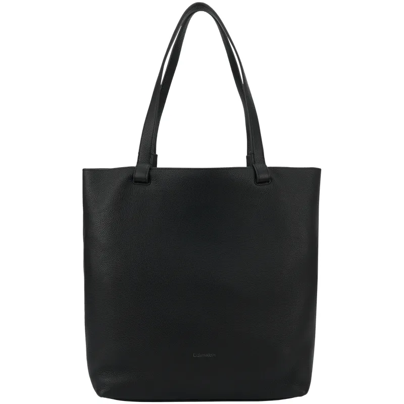 CALVIN KLEIN SS25 Cow Leather Handbag Large Men's Space Black