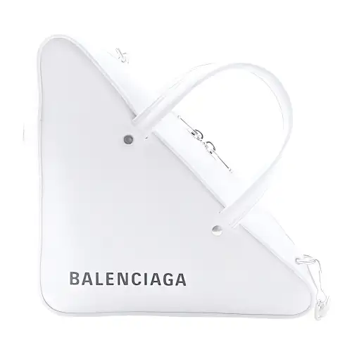 Balenciaga Leather Triangle Bag, One Shoulder Handbag Regular Women's White