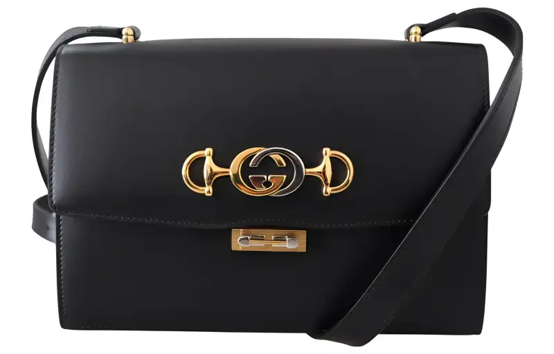 GUCCI Zumi Leather Crossbody Bag, Shoulder Bag Women's Black