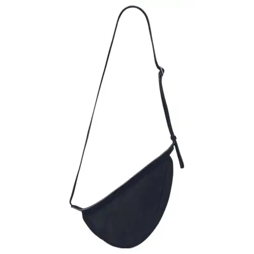 THE ROW Slouchy Banana Suede Crossbody Bag, Shoulder Bag Small Women's Dark Navy Blue