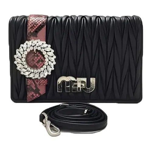 MIU MIU Sheepskin Shoulder Bag, Crossbody Bag Women's Black