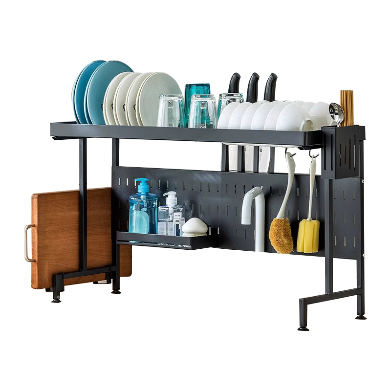 Wurun simple style retractable kitchen sink countertop for dishes and chopsticks multifunctional household drain storage rack above the sink storage rack