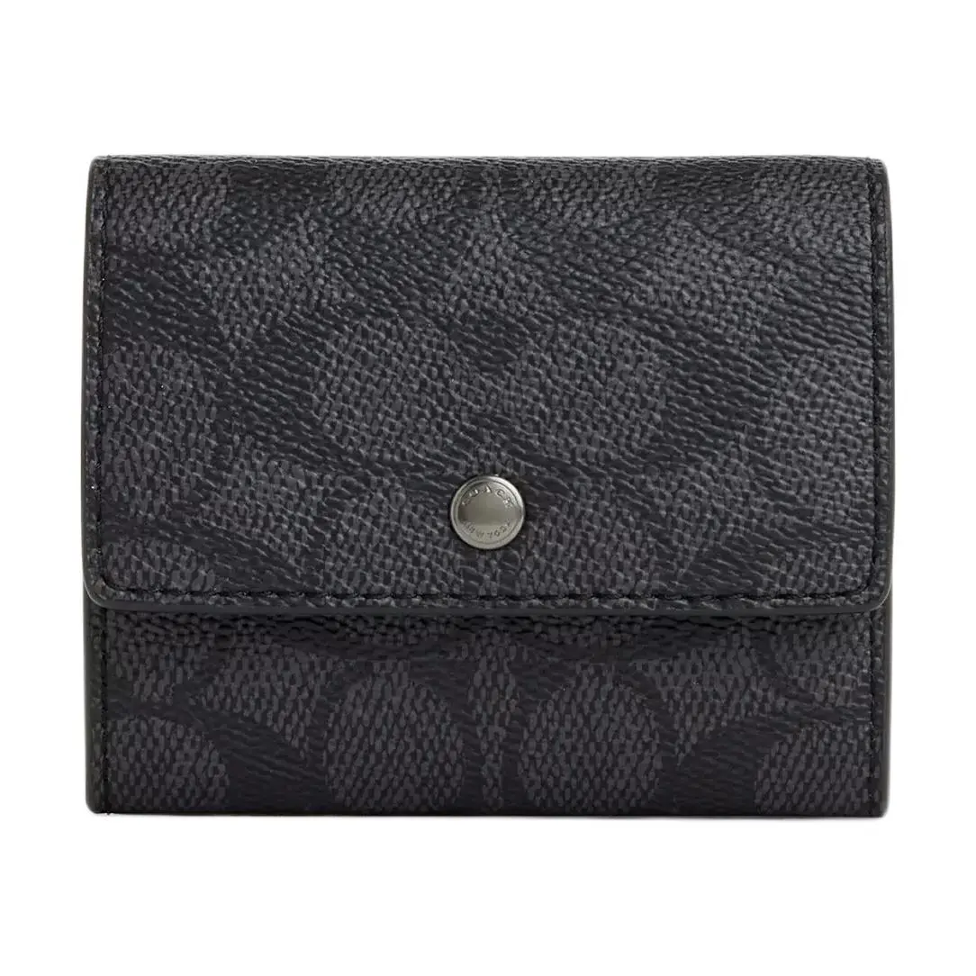 COACH Coated Canvas Coin Purse Regular Men's Charcoal & Black