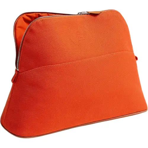HERMES Bolide Cotton Bowling Bag Storage Bag Women's Orange