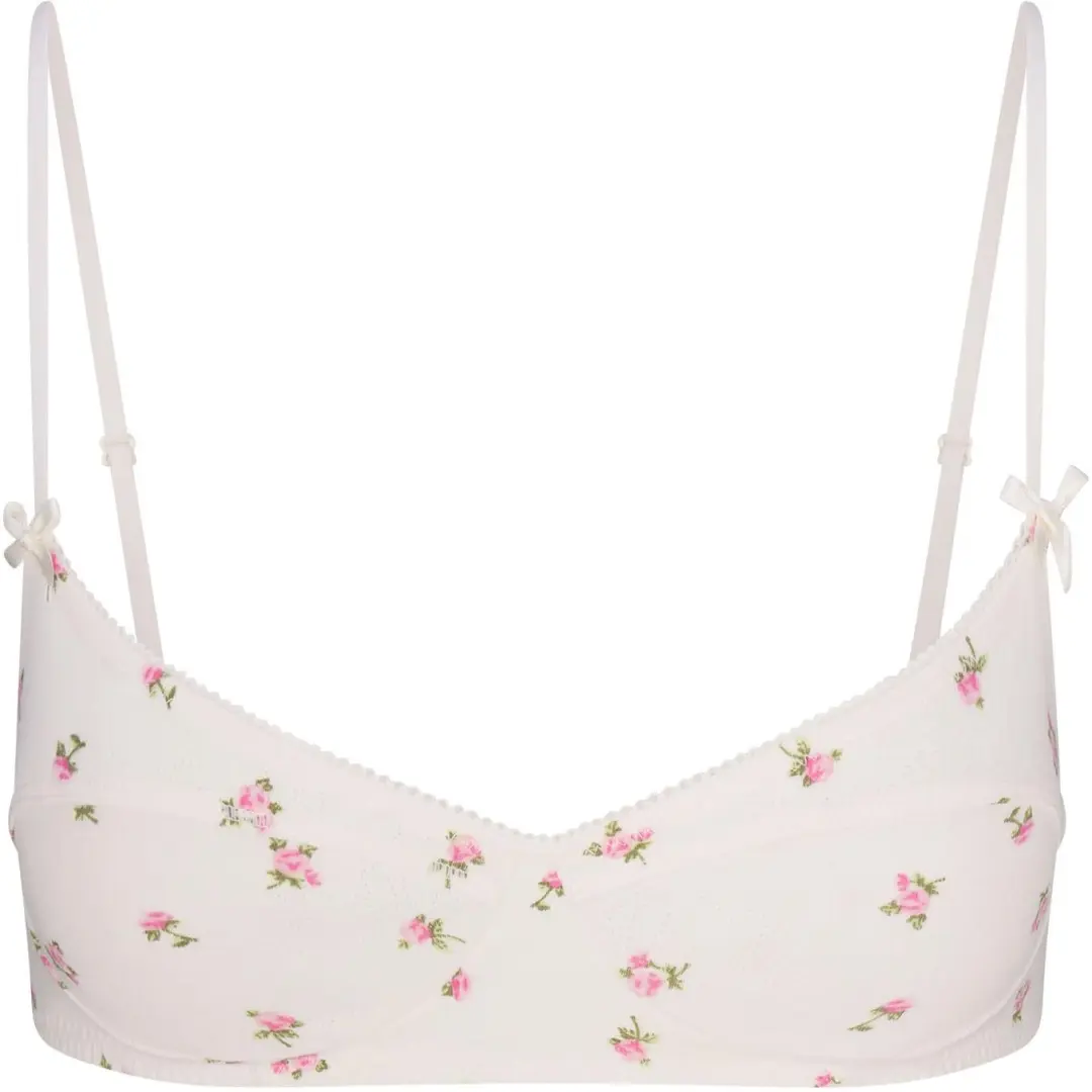 Skims Valentine's Day Collection SS25 BRALETTE Bra Women's MARBLE PINK ROSEBUD PRINT/Marble Pink Rose Bud Print