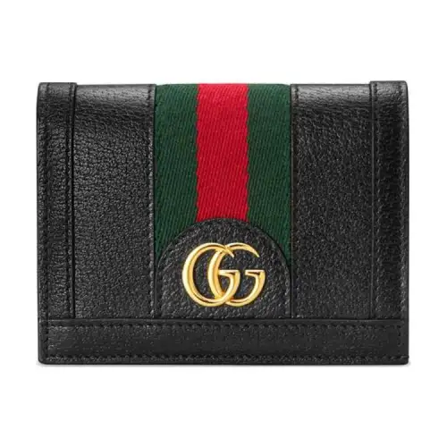 GUCCI Ophidia Leather Card Holder Card Holder Women's Black