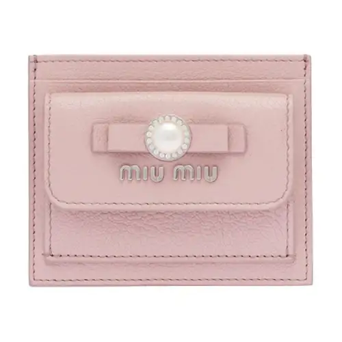 MIU MIU Madras Leather Card Holder Women's Pink