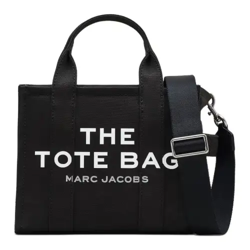 MARC JACOBS Canvas Small Tote Bag Top Zip Closure Women's Black