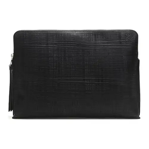 LOEWE Leather Briefcase Clutch Men's Black