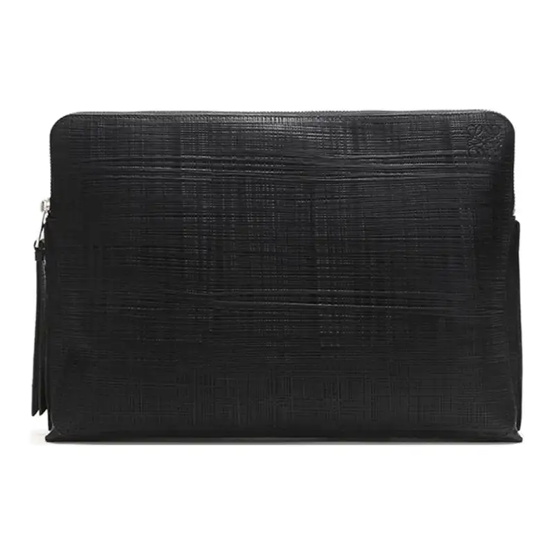 LOEWE Leather Briefcase Clutch Men's Black