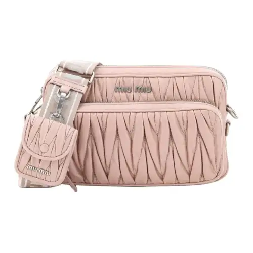 MIU MIU Leather Shoulder Bag Women's Pink