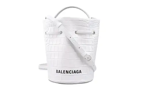 Balenciaga Leather Bucket Bag, Shoulder Bag, Crossbody Bag, Handbag Women's White