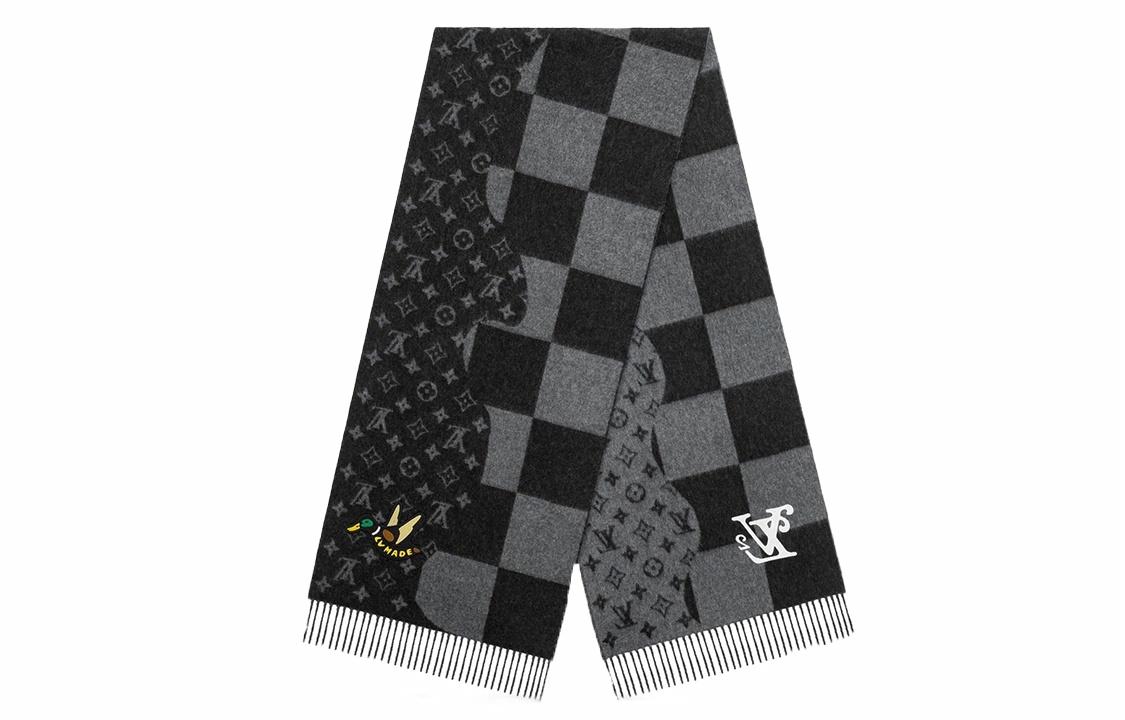 Мужской шарф Louis Vuitton LV² (черно-серый)