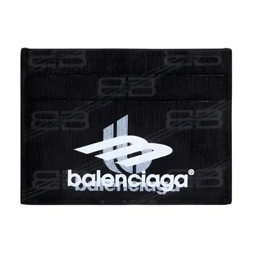 Balenciaga Coated Canvas Card Holder Men's Black/Gray