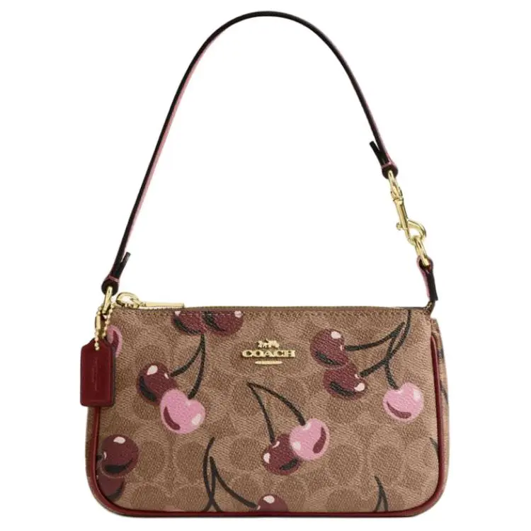 COACH Nolita Artificial Leather Handbag Small Women's Brown Yellow