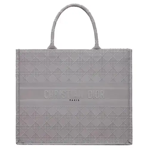 DIOR BookTote Embroidery Tote Handbag Medium Women's Gray