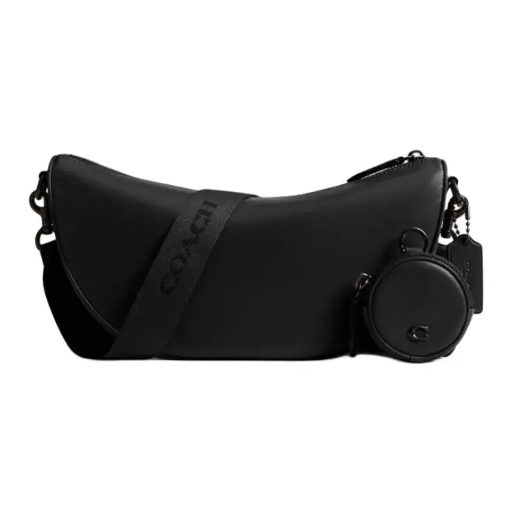 COACH HALL Cow Leather Crossbody Bag, Shoulder Bag Large Unisex Black