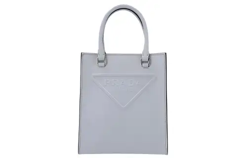 PRADA Cow Leather Tote Bag, Shopping Bag Small Women's Blue