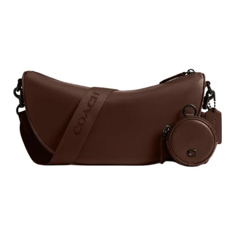 COACH HALL Cow Leather Crossbody Bag Large Unisex Maple Brown