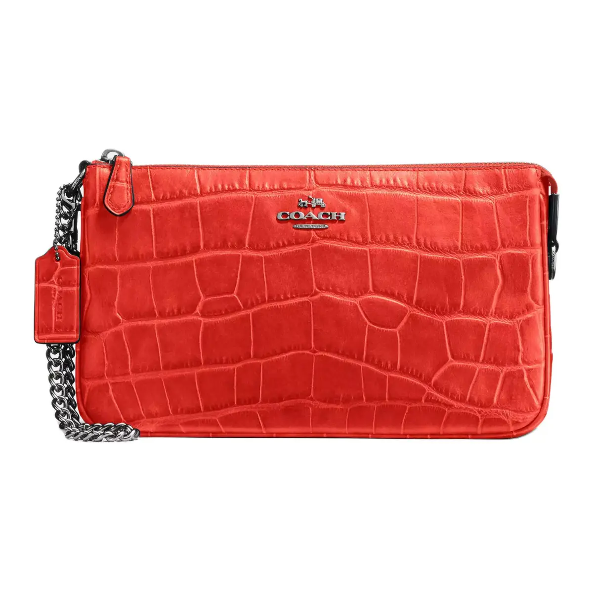 COACH Nolita Leather Shoulder Bag Medium Women's Coral Red