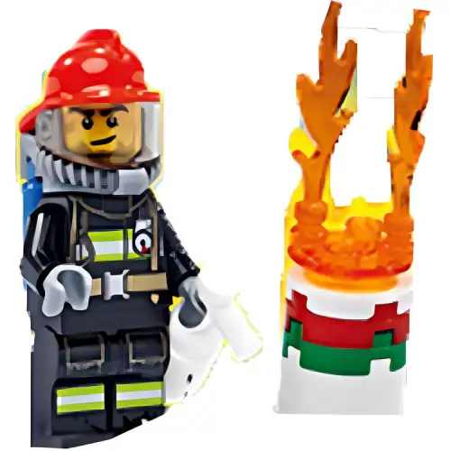 LEGO LEGO City Series Firefighter + Fire Extinguisher + Burning Oil Drum Minifigure Set (Comes with Lego City Episode 10 Magazine) Building Blocks 0-300 21072010110059