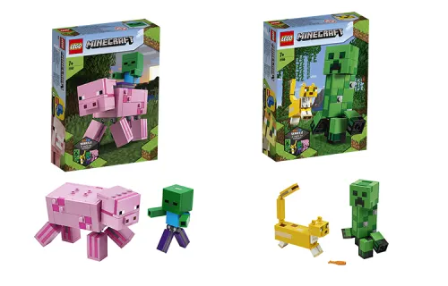 LEGO LEGO Minecraft Series Miniature Creeper and Ocelot + Adult Piglet and Zombie Plastic Building Blocks 184pcs/159pcs 21156+21157