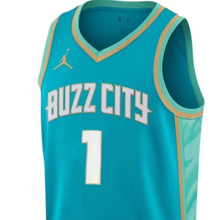 Nike Basketball Jersey SW Fan Edition 2023 24 Season, Hornets, Ball Size 1 Unisex Peacock Blue
