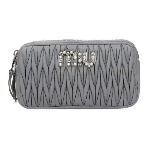 MIU MIU Leather Clutch Women's Gray