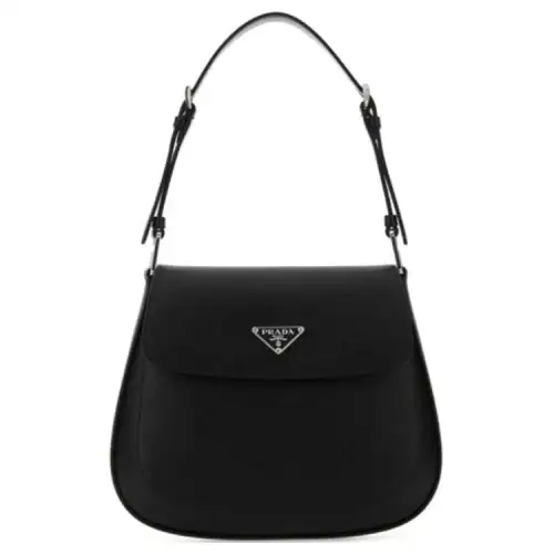 PRADA Flap Leather Crossbody Bag, Shoulder Bag Women's Black