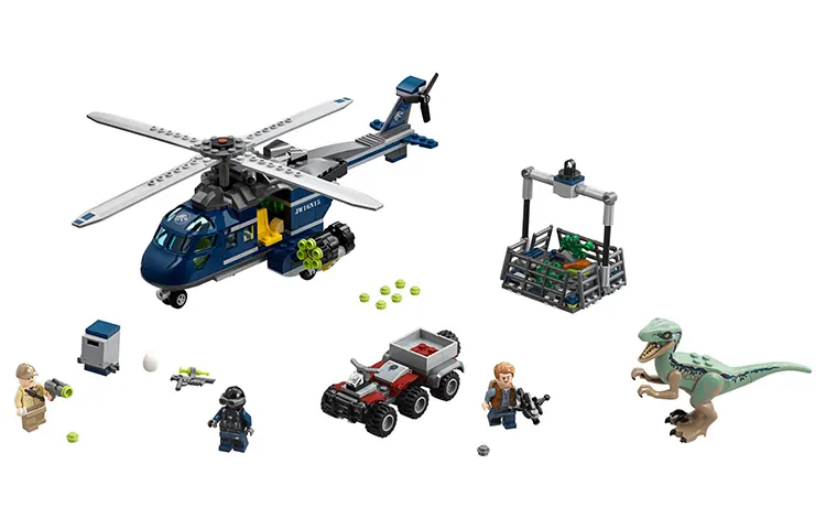 LEGO LEGO Jurassic Series Velociraptor Helicopter Tracking Velociraptor Plastic Building Blocks 397pcs 75928