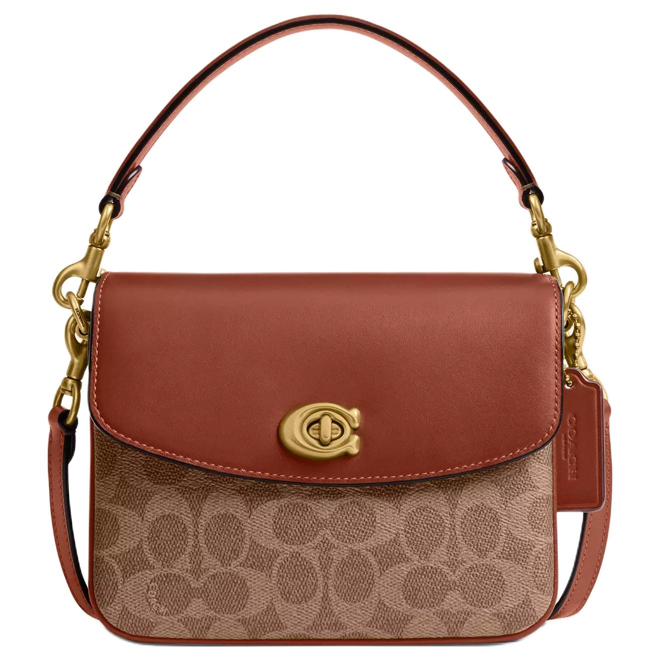 Женская сумка COACH Cassie 20 (коричнево-желтая)