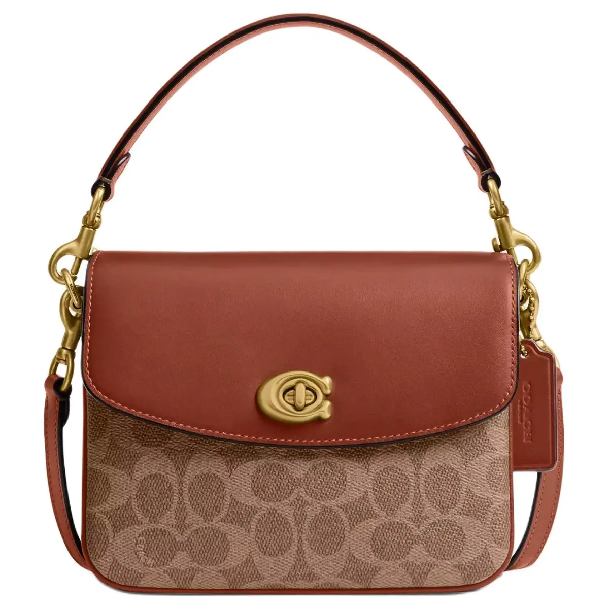 COACH Cassie Coated Canvas Shoulder Bag Small Women's Brown Yellow & Caramel