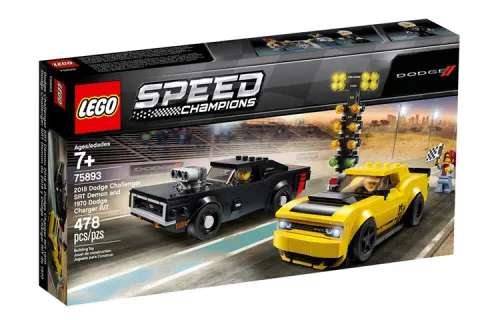LEGO LEGO Super Racing Series 2018 Dodge Challenger SRT Demon and 1970 Dodge Charger R/T Racing Building Blocks 301-600 75893
